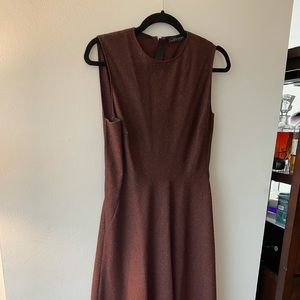 Midi brown wool blend dress